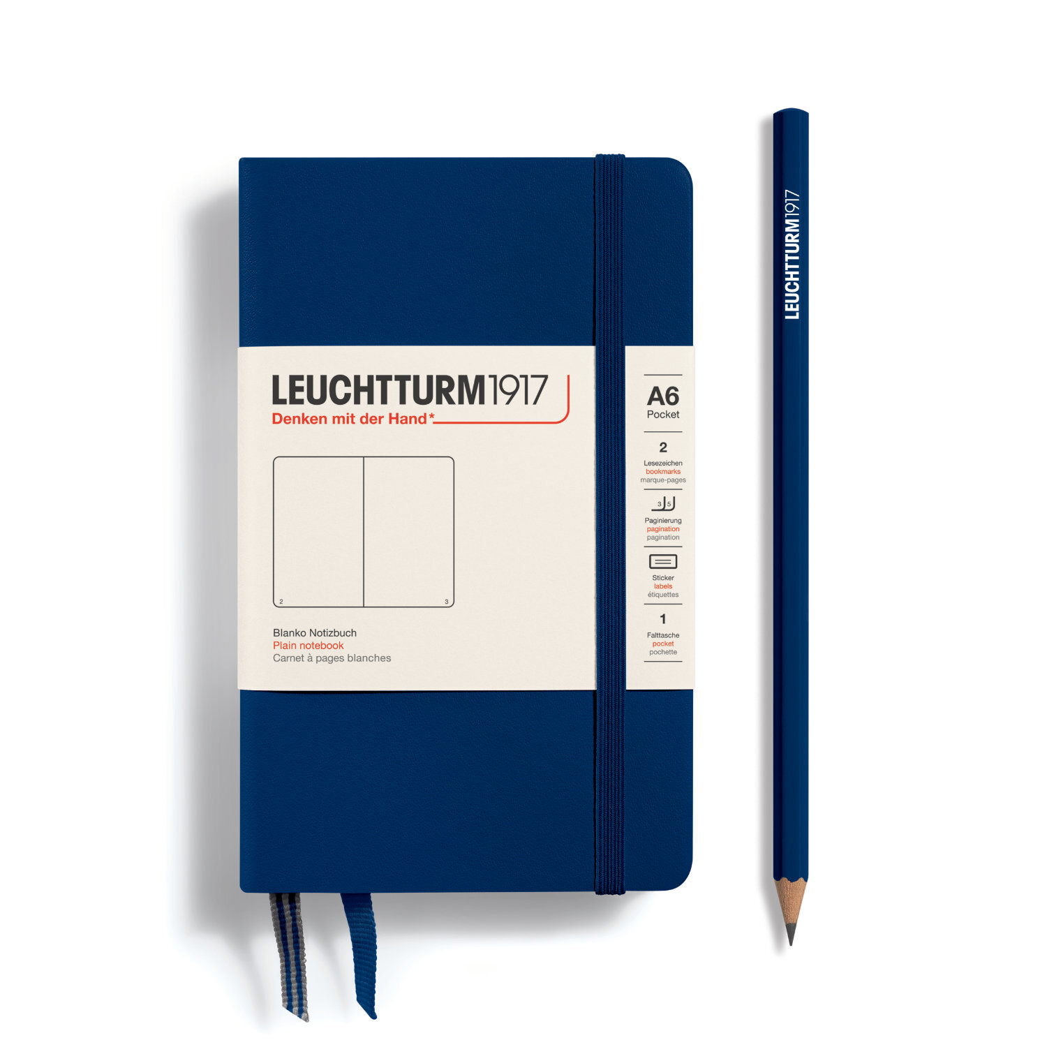 Notizbuch Pocket blanko Hardcover A6 in Marine von LEUCHTTURM1917, ideal für kreative Notizen und Skizzen.