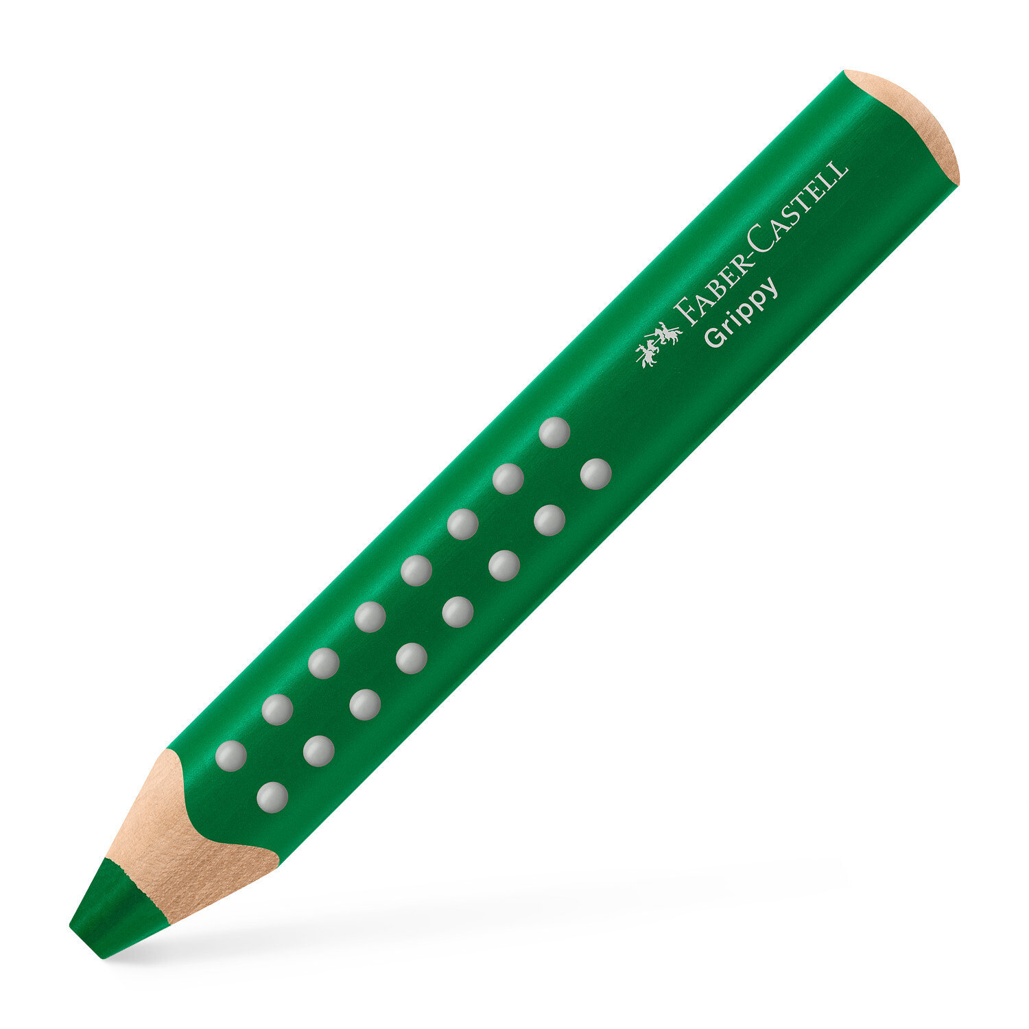 Buntstift Grippy in kräftigem Grün von Faber Castell, ideal für komfortables Zeichnen.