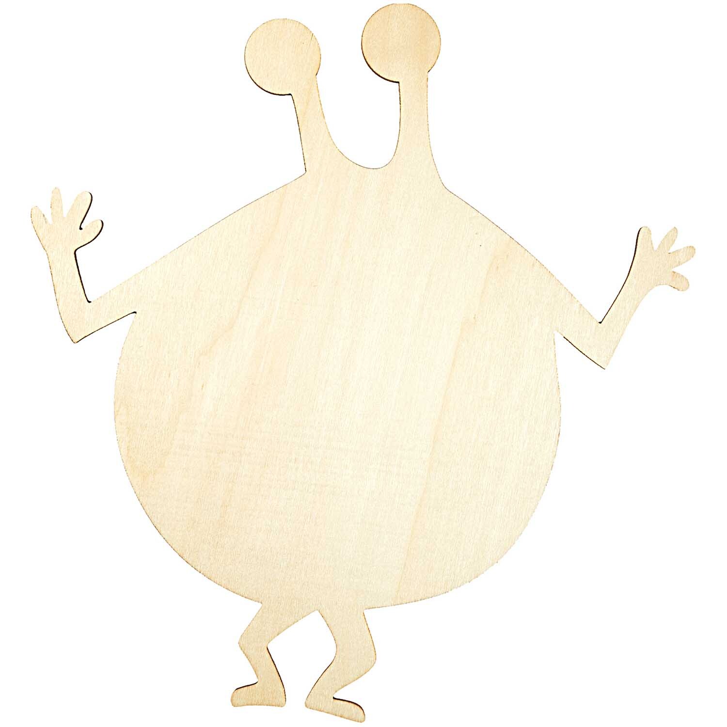 Wall Charm Alien: Holzwanddekoration in Form eines fröhlichen Aliens von Rico Design. Ideal für natürliche Raumgestaltungen.