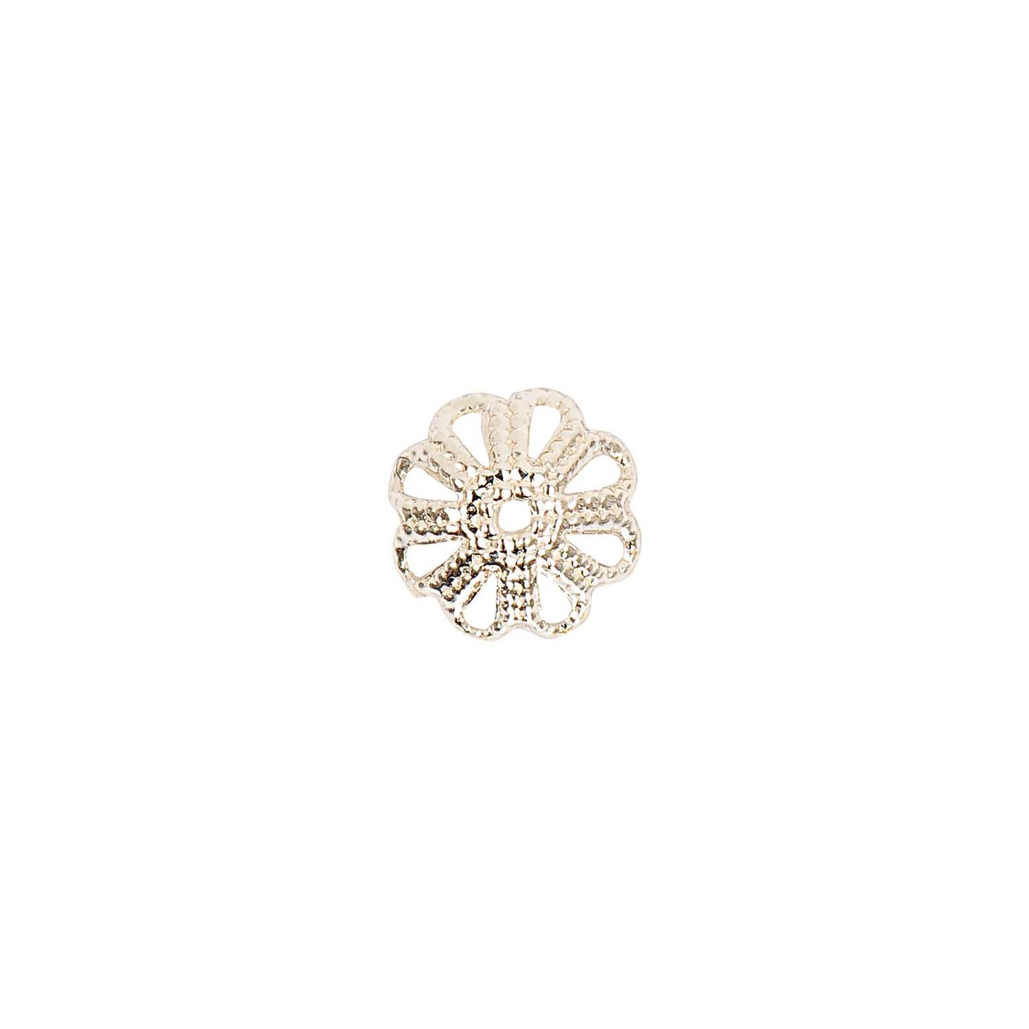 Perlkappe silber 8mm 10 Stück von Rico Design: Filigrane, blumenförmige Kappe in Silber. Ideal für Schmuckdesigns.