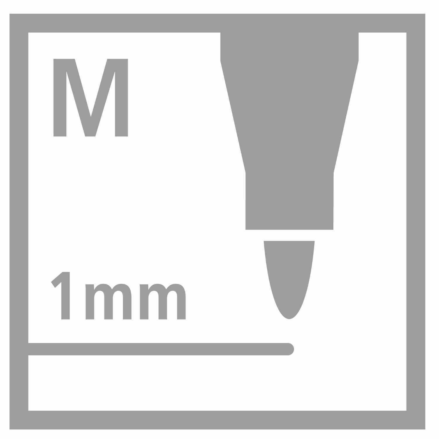 Pen 68 im Kunststoffetui mit 20 Farben von STABILO. Nahaufnahme der Stiftspitze mit 1 mm Strichstärke.