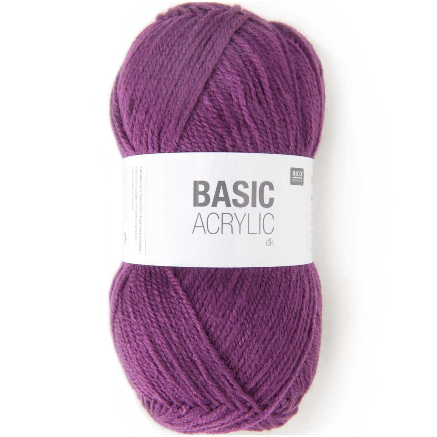 Basic Acrylic dk: Lila Acrylgarn von Rico Design, 100g, 310m. Ideal für Strick- und Häkelprojekte.