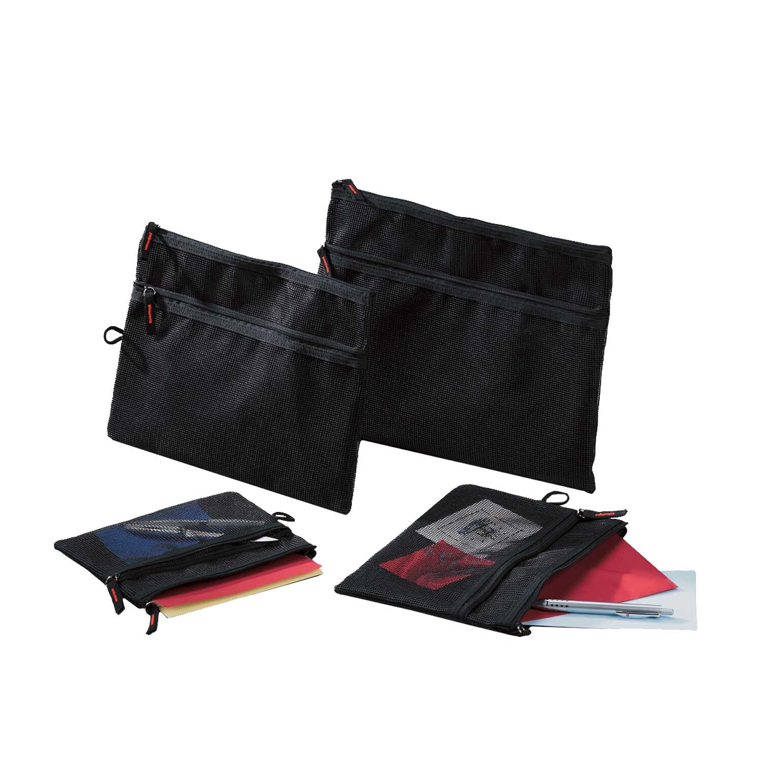 Mesh bag schwarz A5 245x180mm: Schwarze Netztaschen von RUMOLD in verschiedenen Größen, ideal für Dokumente.