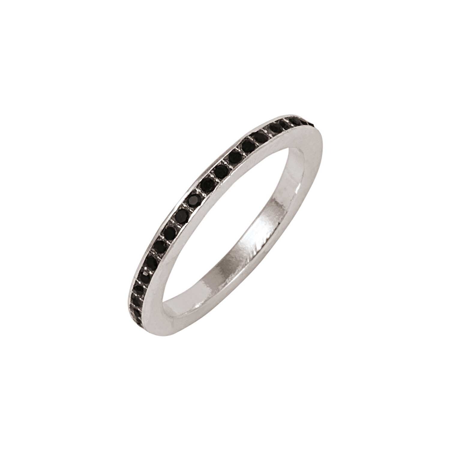 Ring Strass schwarz 16mm von Rico Design: Eleganter, schmaler Ring mit schwarzen Strasssteinen, ideal für stilvolle Akzente.