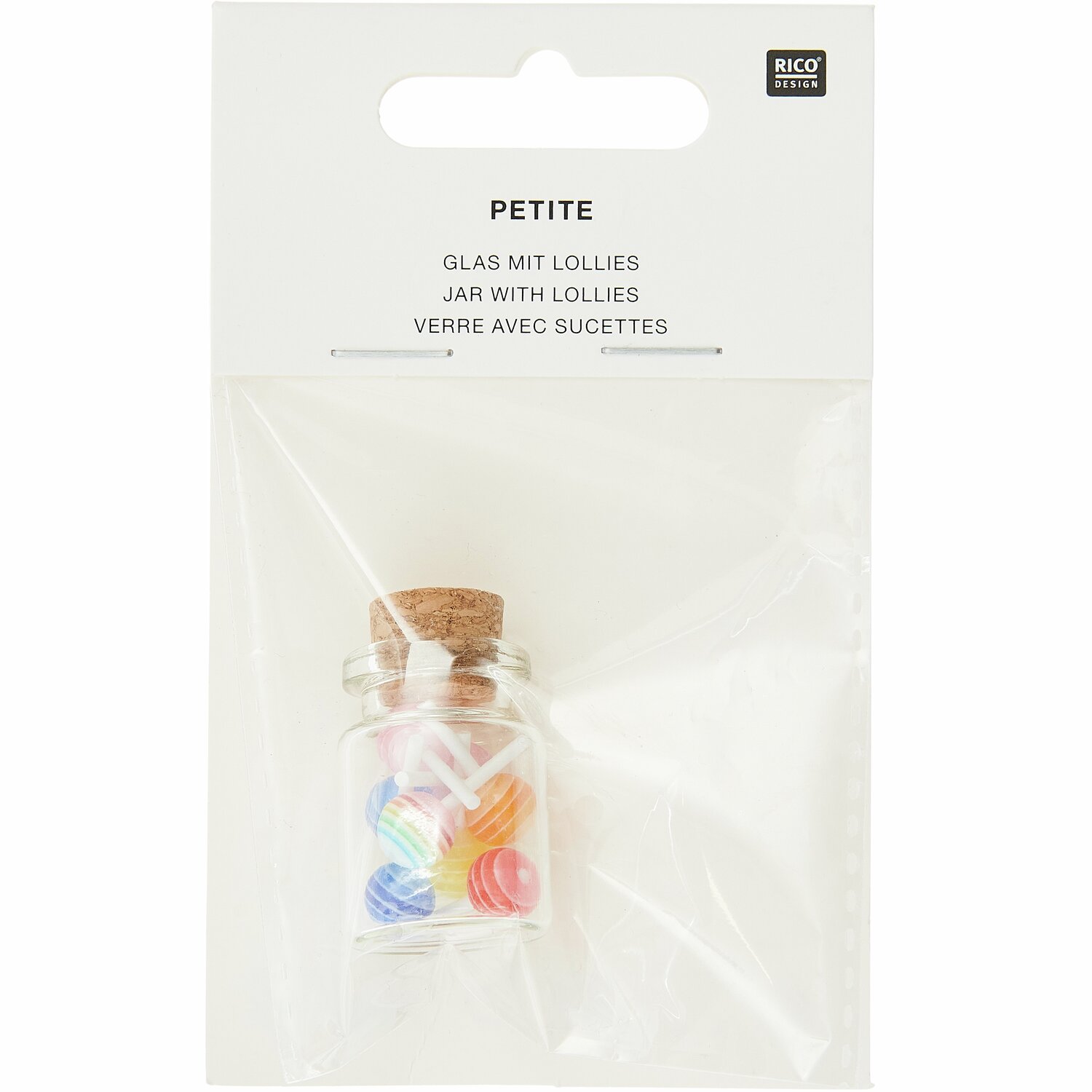 Miniatur Glas mit Lollies 10-teilig von Rico Design