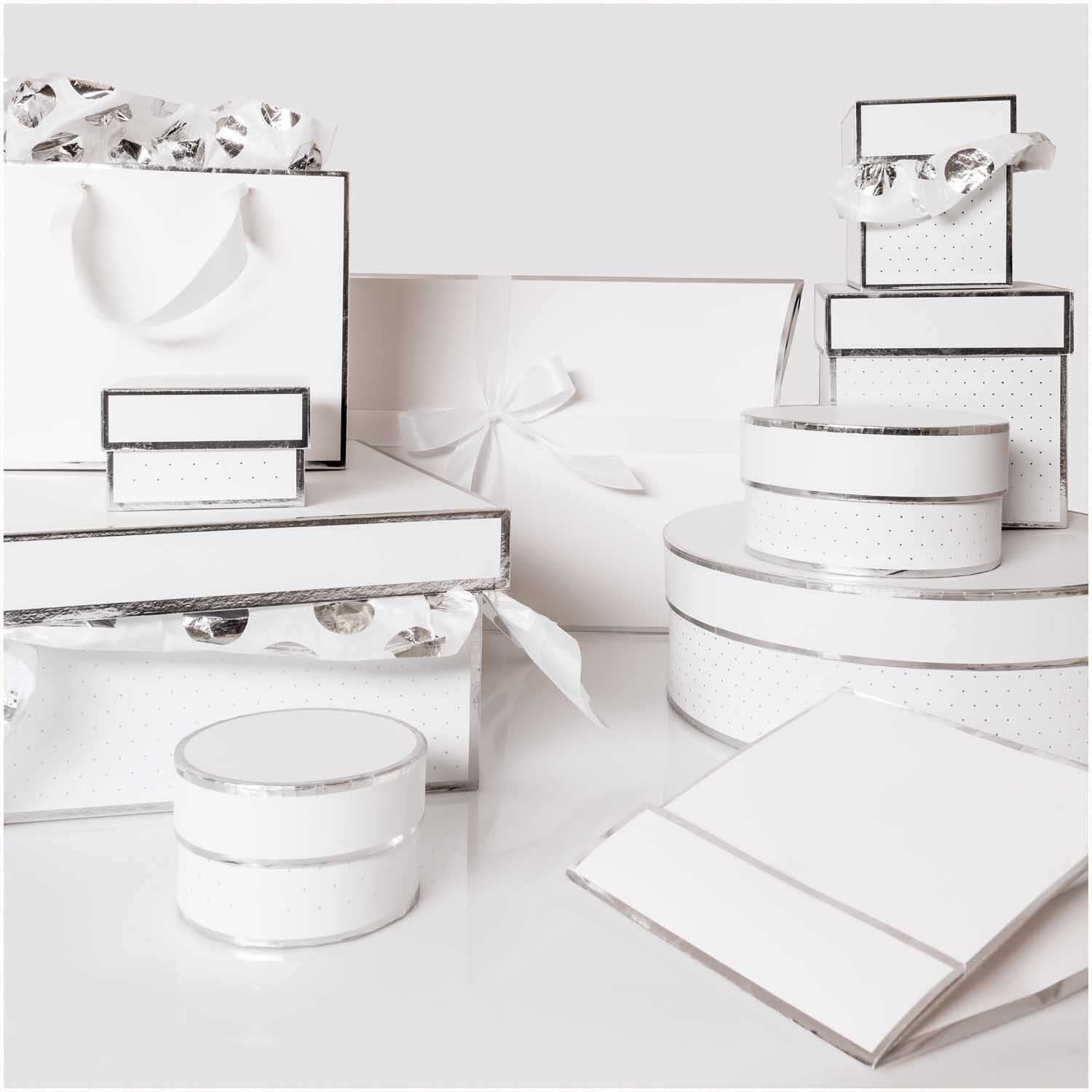 Paper Poetry Geschenkschachtel rund weiß Größe 10x6cm von Rico Design