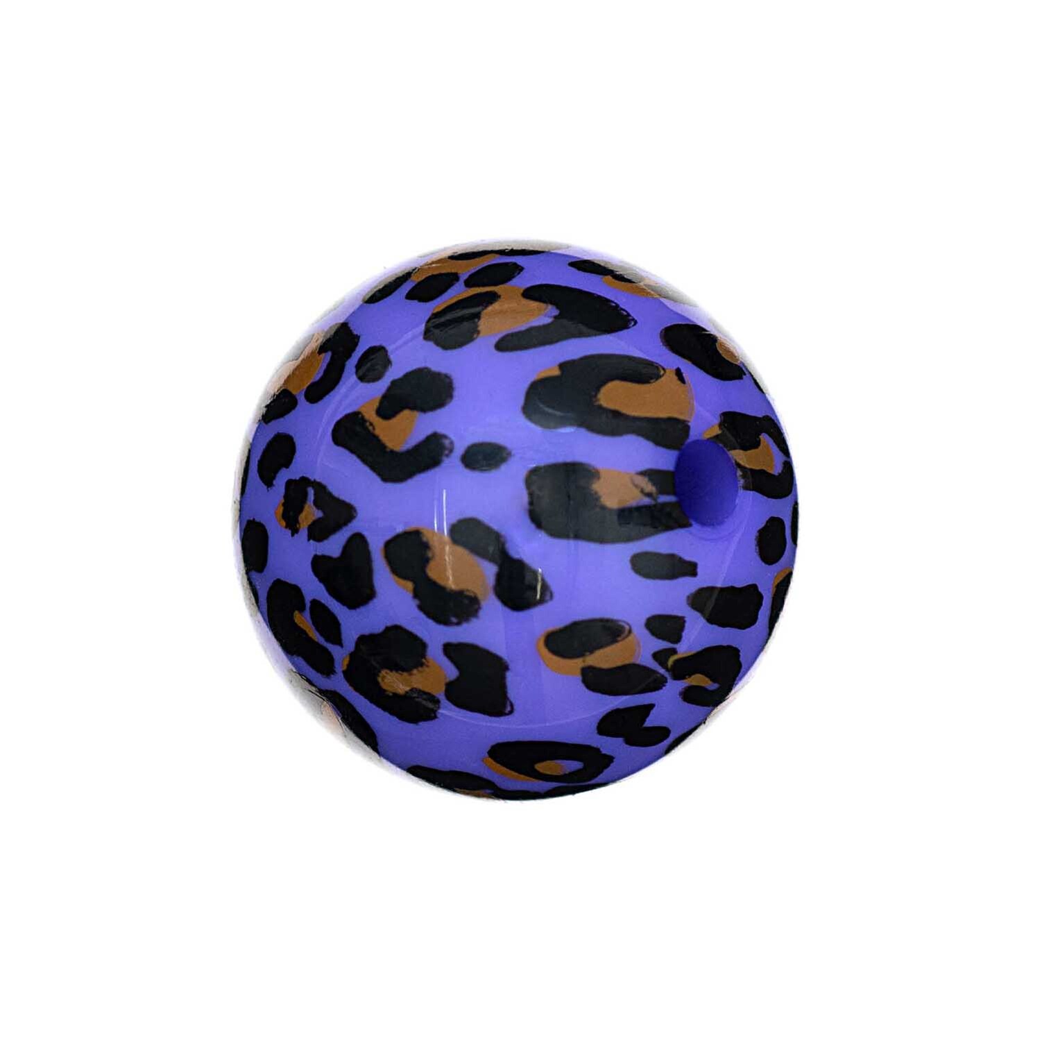 Perlen Acid Leo 16mm 6 Stück: Lila Perle mit Leopardenmuster von Rico Design, ideal für kreative Projekte.