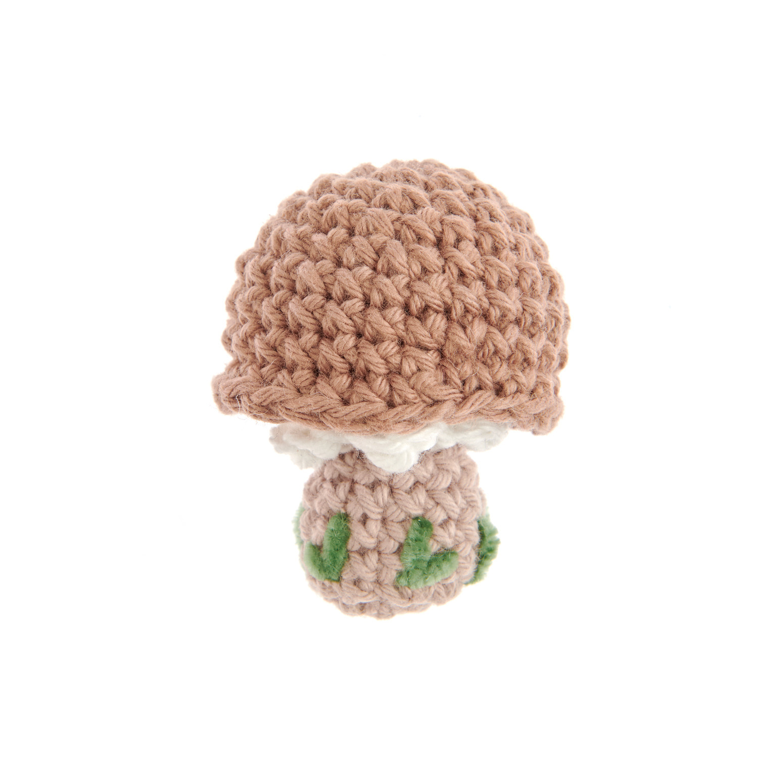 Creative Ricorumi dk: Gehäkelter Pilz in Nougat-Beige von Rico Design, 25g, mit grünen Details.