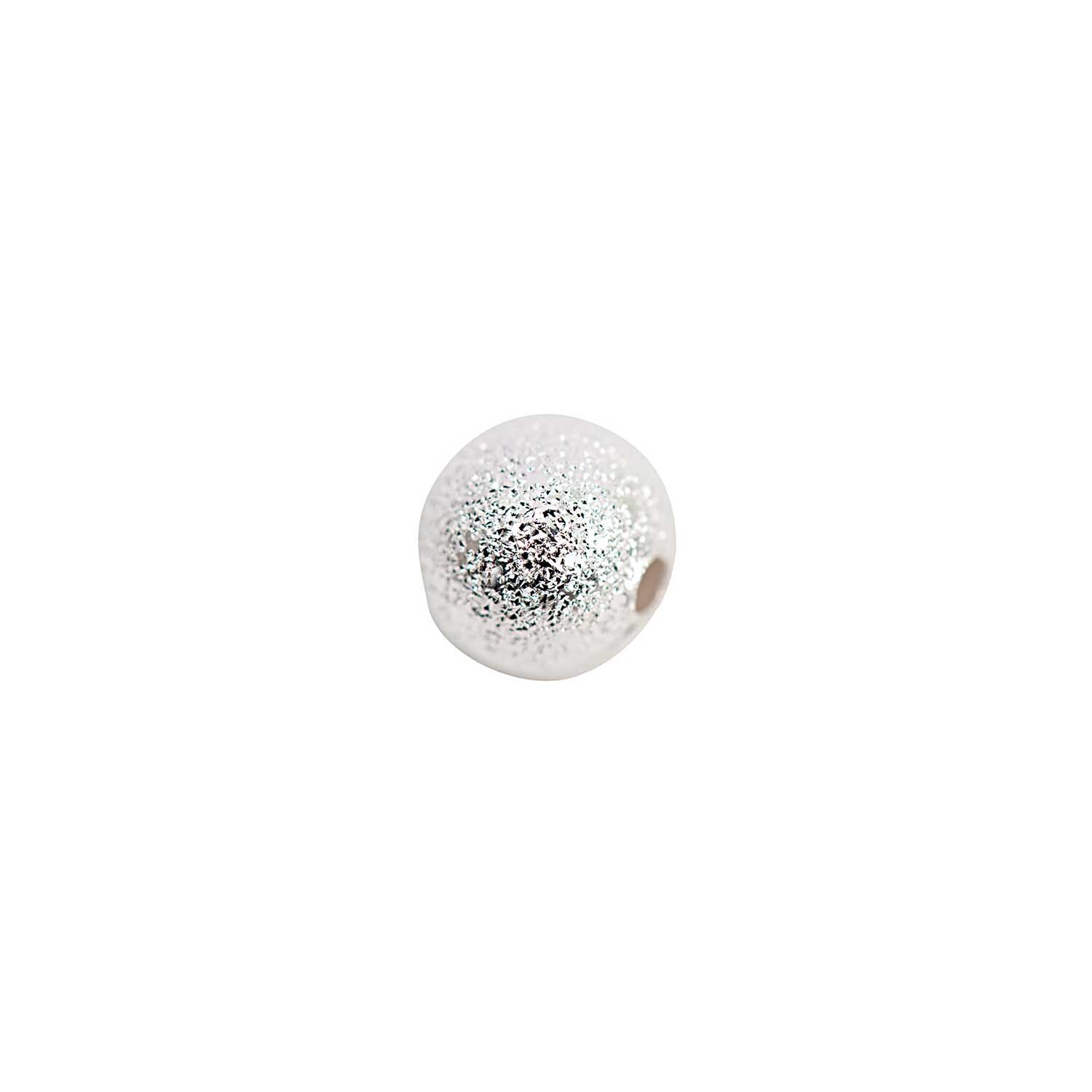 Kugel rau silber 8mm 10 Stück von Rico Design, zeigt eine silberne, raue Perle auf weißem Hintergrund.